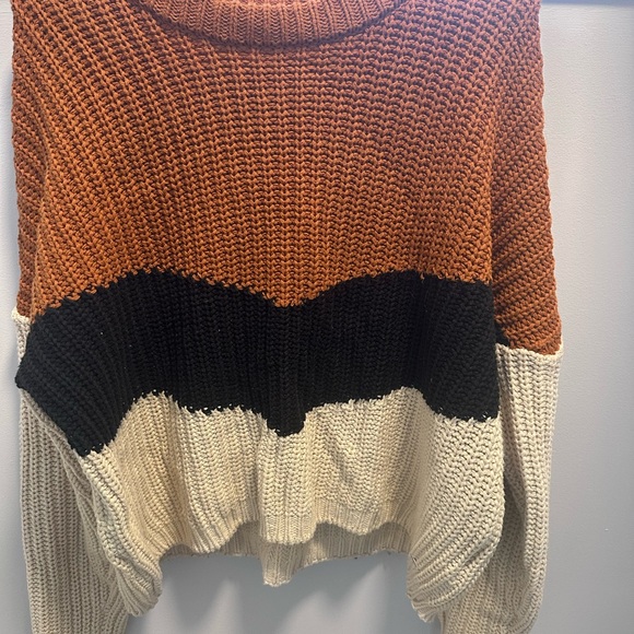Colorblock GUESS Knit Sweater - Brown, Black, and Cream - Picture 3 of 3